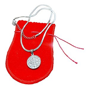 COLAR AÇO INOX Snake 3mm x 45cm MEDALHA SÃO BENTO prata
