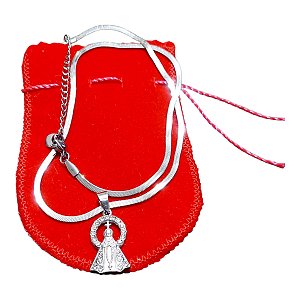 COLAR AÇO INOX Snake 45cm pingente nossa senhora aparecida