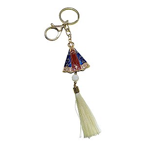 CHAVEIRO religioso NOSSA SENHORA APARECIDA FRANJA AMARELA