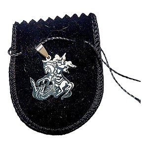 Pingente Aço inox santo são jorge guerreiro PRATA 3 cm