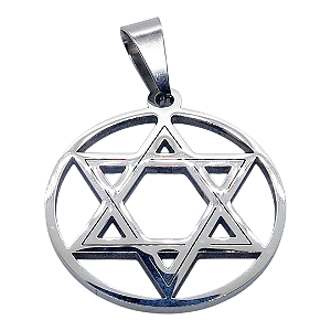Pingente Aço inox Estrela de Davi grande prata 5 x 6,5 cm