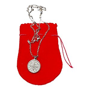 COLAR AÇO INOX 60CM tijolinho MEDALHA SÃO BENTO 2CM RELEVO