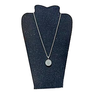 COLAR AÇO INOX 70 CM tijolinho MEDALHA SÃO BENTO 2CM RELEVO