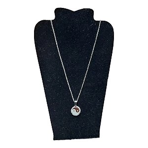COLAR corrente AÇO INOX 60 CM tijolinho Yin Yang 2 CM PRATA