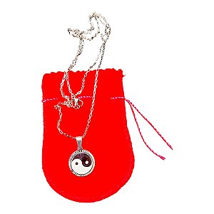 COLAR corrente AÇO INOX 70 CM tijolinho Yin Yang 2 CM PRATA