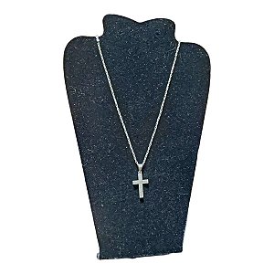 COLAR corrente AÇO INOX 70 CM tijolinho pingente CRUZ ORAÇÃO