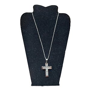 COLAR corrente AÇO INOX 70 CM tijolinho crucifixo PAI NOSSO