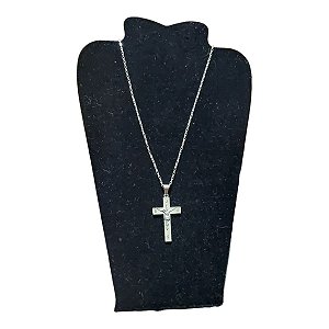 COLAR corrente AÇO INOX 60 CM tijolinho pingente CRUZ JESUS