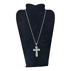 COLAR corrente AÇO INOX 70 CM tijolinho cruz PAI NOSSO