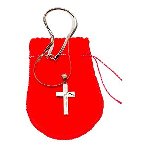 COLAR corrente AÇO INOX Snake 45 cm pingente CRUZ ORAÇÃO