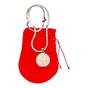 COLAR corrente AÇO INOX Snake 45 cm pingente signo libra