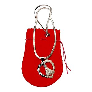 COLAR corrente AÇO INOX Snake 45cm coração N. SRA. APARECIDA