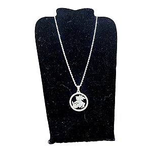 COLAR TRANÇADO BAIANO AÇO INOX 60CM MEDALHA SANTO são jorge