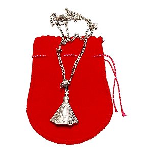 COLAR CORRENTE AÇO INOX FÍGARO 70cm NOSSA SENHORA APARECIDA