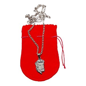 COLAR CORRENTE AÇO INOX FÍGARO 60 cm fase ROSTO JESUS cristo