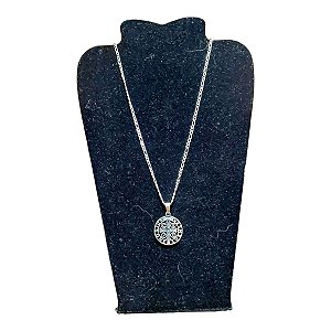 COLAR CORRENTE AÇO INOX FÍGARO 70cm MEDALHA SÃO BENTO VAZADO