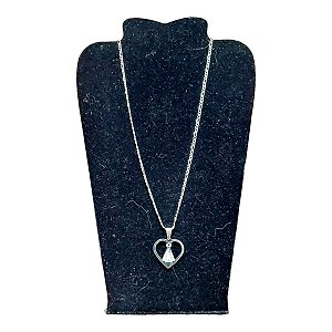 COLAR CORRENTE AÇO INOX FÍGARO 70cm N. SRA.APARECIDA CORAÇÃO