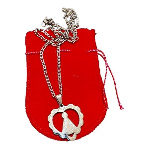 COLAR AÇO INOX FÍGARO 70 cm CORAÇÃO VAZADO N. SRA. APARECIDA