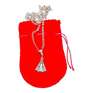 COLAR AÇO INOX FÍGARO 60 cm PINGENTE NOSSA SENHORA APARECIDA