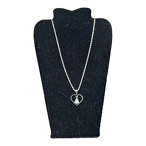 COLAR TRANÇADO BAIANO 60CM AÇO INOX CORAÇÃO N.SRA. APARECIDA