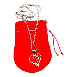 COLAR TRANÇADO BAIANO 60 CM AÇO INOX SANTA N.SRA CORAÇÃO