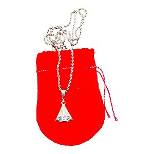 COLAR TRANÇADO BAIANO 60CM AÇO INOX PINGENTE N.SRA APARECIDA