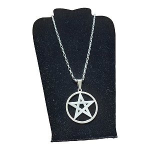 COLAR AÇO INOX grossa 4mm 70CM tijolinho Pentagrama estrela