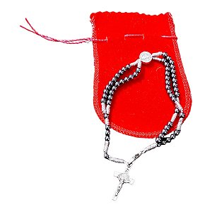 TERÇO pulso PULSEIRA Hematita Cruz MEDALHA SÃO BENTO santo