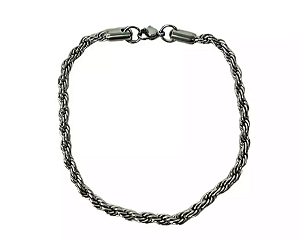 Pulseira TRANÇADA Aço Inox Baiana 2 mm x 22cm Cordão Baiano