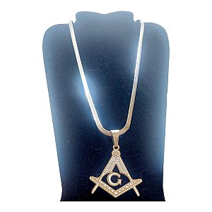 Corrente colar Aço Inox Snake Serpente Maçonaria Compasso