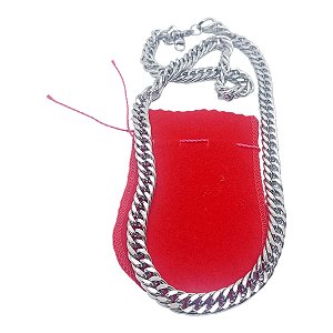 Corrente Cordão colar Grumet Elo Duplo Aço Inox Grossa 60 cm