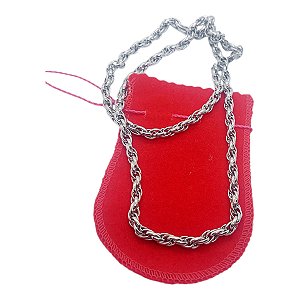 Corrente Cordão Trançado Indiano Aço inox Cirúrgico 5mmx60cm