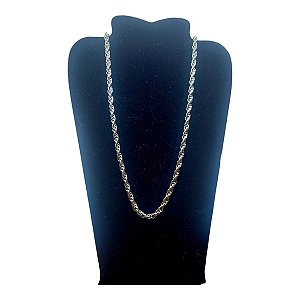 Corrente Cordão Trançado Indiano Aço inox Cirúrgico 5mmx60cm