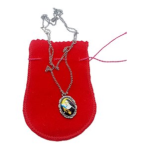 colar CORRENTE INOX MEDALHA RESINADA santa rita de cassia
