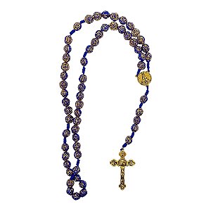 Terço FLORZINHA Nossa Senhora Aparecida contas 10 mm AZUL