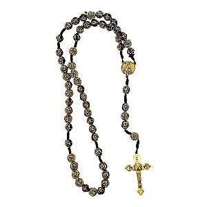 Terço FLORZINHA Nossa Senhora Aparecida contas 10 mm PRETO
