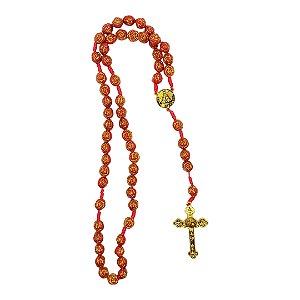 Terço FLORZINHA Nossa Senhora Aparecida contas 10mm VERMELHO