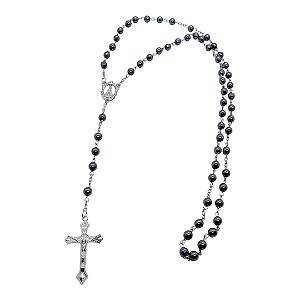 Terço hematita Medalha DE nossa senhora aparecida CONTA 6MM