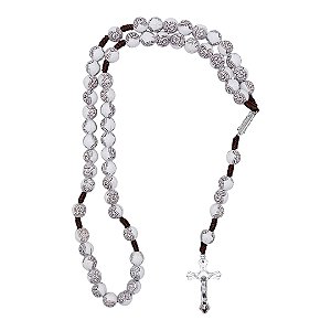 TERÇO branco NOSSA SENHORA APARECIDA contas 10 MM santinha