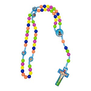 TERÇO AZUL INFANTIL NOSSA SENHORA APARECIDA CONTAS COLORIDAS