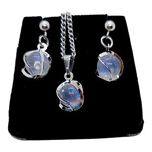 CONJUNTO Colar Brinco Feminino CHOKER Aço Inox Pérola ESPIRA