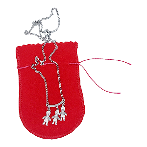 Colar CHOKER AÇO INOX Mamãe Mãe 3 FilhOS MeninOS Canga PRATA