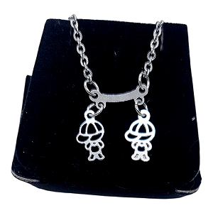 Colar CHOKER AÇO INOX Mãe 2 Filhos Meninos VAZADO FEMININO