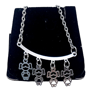 Colar CHOKER AÇO INOX Mãe 4 Filhas Meninas VAZADO FEMININO