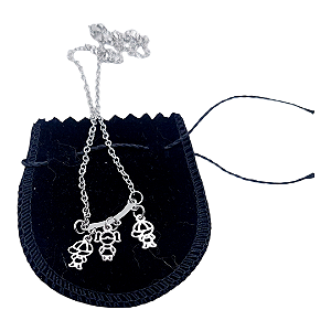Colar CHOKER AÇO INOX Mãe 2 MENINOS 1 Meninas 3 FILHOS PRATA