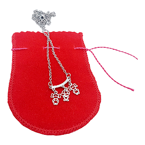 Colar CHOKER AÇO INOX Mãe 2 MENINAS 1 MeninO 3 FILHOS PRATA