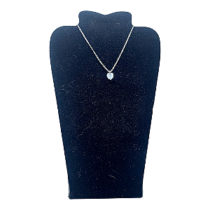 Colar CHOKER FEMININO AÇO INOX Ponto De Luz CORAÇÃO zirconia