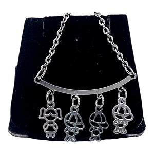 Colar CHOKER AÇO INOX Mãe 3 MENINOS 1 Menina 4 FILHOS PRATA