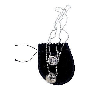 colar Escapulário religioso aço inox santo medalha São Bento