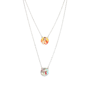 colar Escapulário aço inox Sagrado Coração x são jorge santo